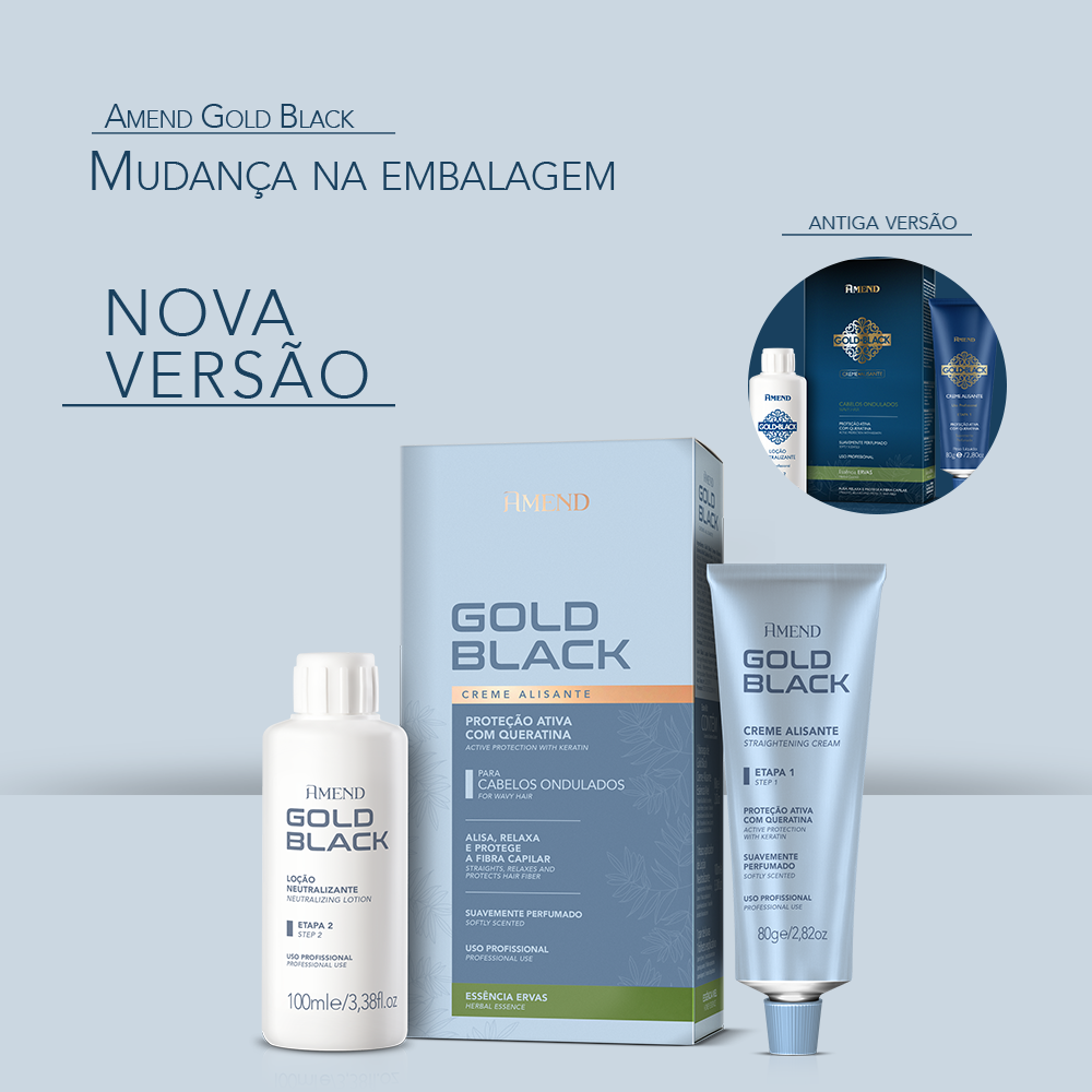 Kit Creme Alisante Amend Gold Black Ervas image number 2